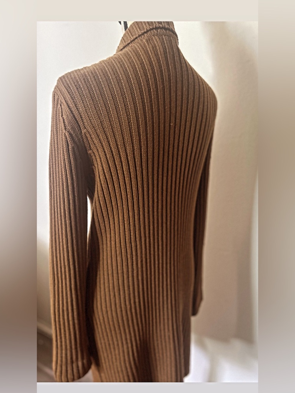 Jones New York Vintage Medium Merino Wool Ribbed Button Cardigan Y2K Minimalist - Picture 4 of 7